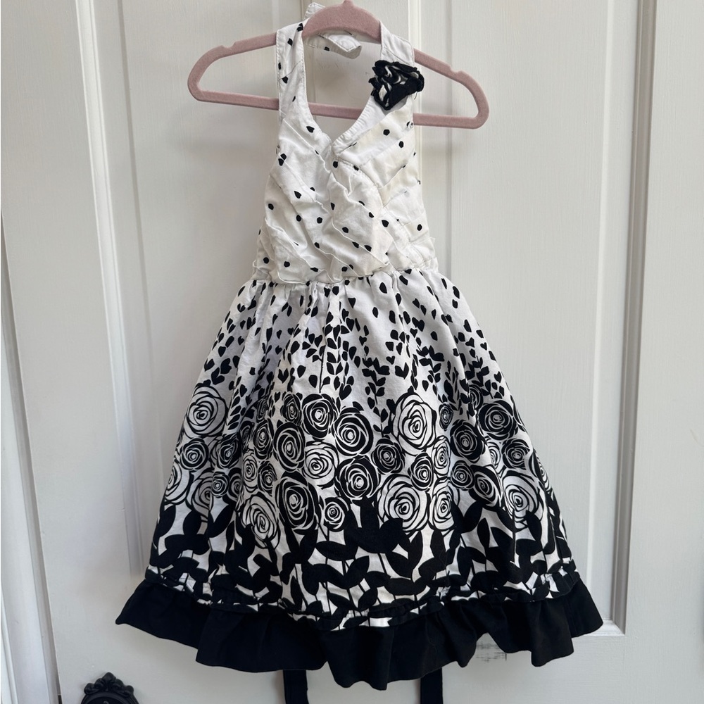 Rosanna 3T Girls Black and White Formal Halter Sleeveless Dress